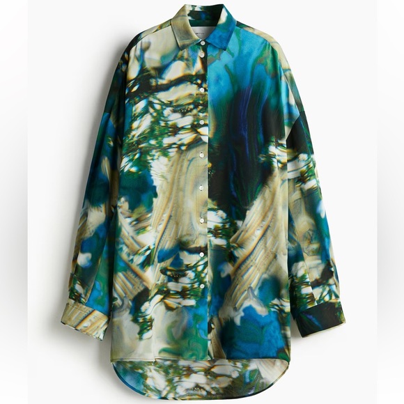 H&M Studio Abstract-Patterned Chiffon Shirt - Picture 5 of 6